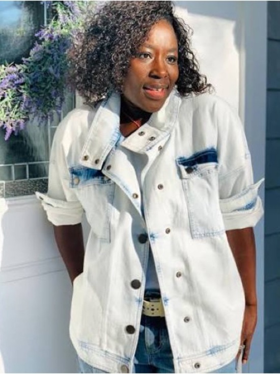 CAbi Jackets & Blazers - CAbi Light Blue & White Denim Jacket